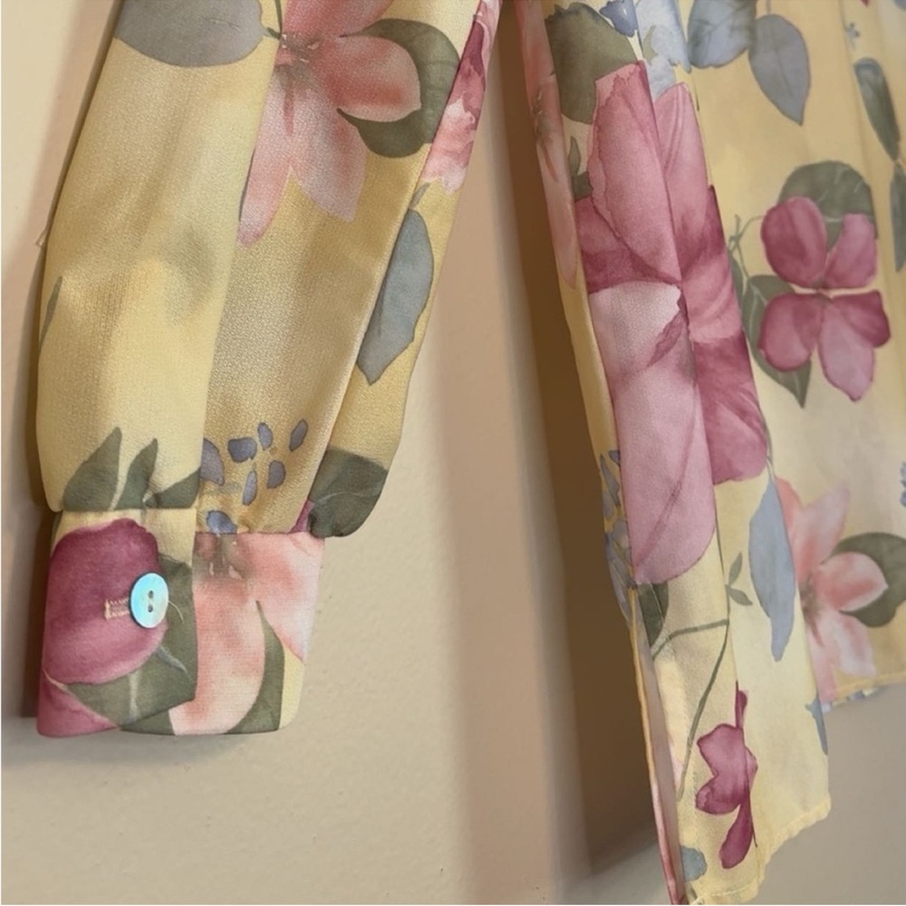 Willow Ridge vintage Floral Button-Up Blouse cottage core Sheer Top Large - Picture 5 of 6
